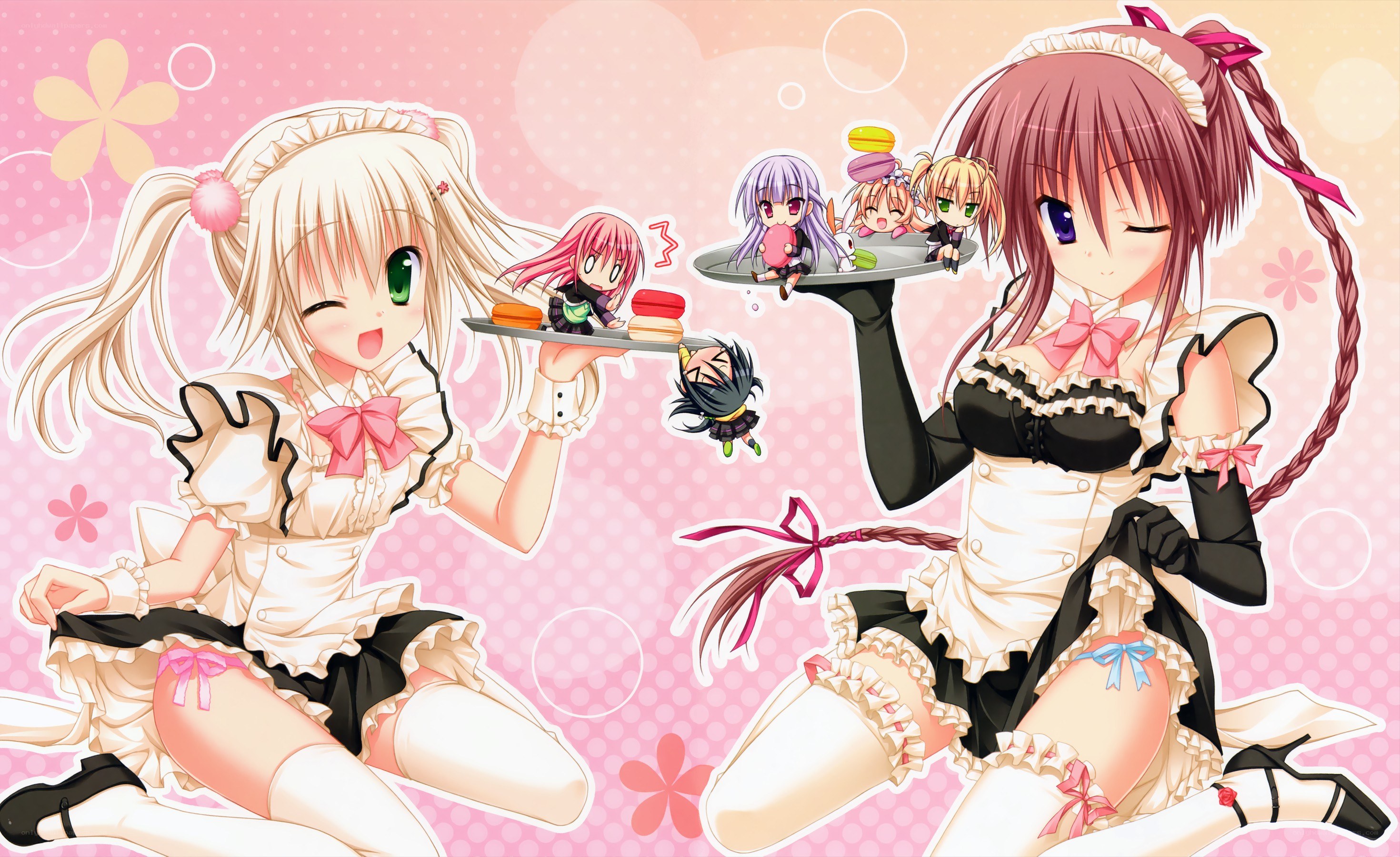 anime maids with snacks