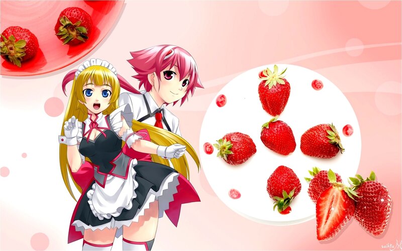 anime maids with strawberries