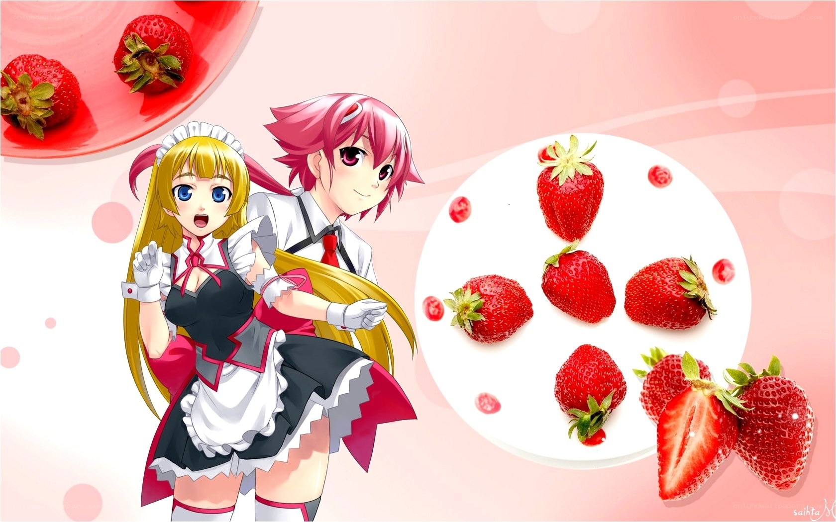 anime maids with strawberries