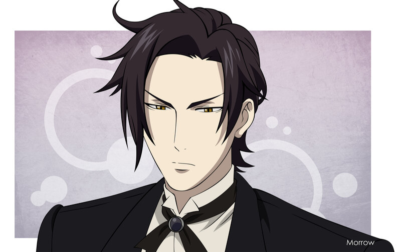 Anime Man in Suit — Black, Serious