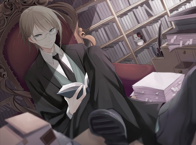 Anime Man in Suit — Gray, Calm