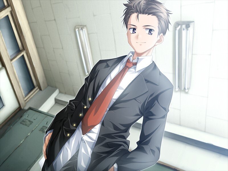 Anime Man in Suit — Gray, Calm, Tie