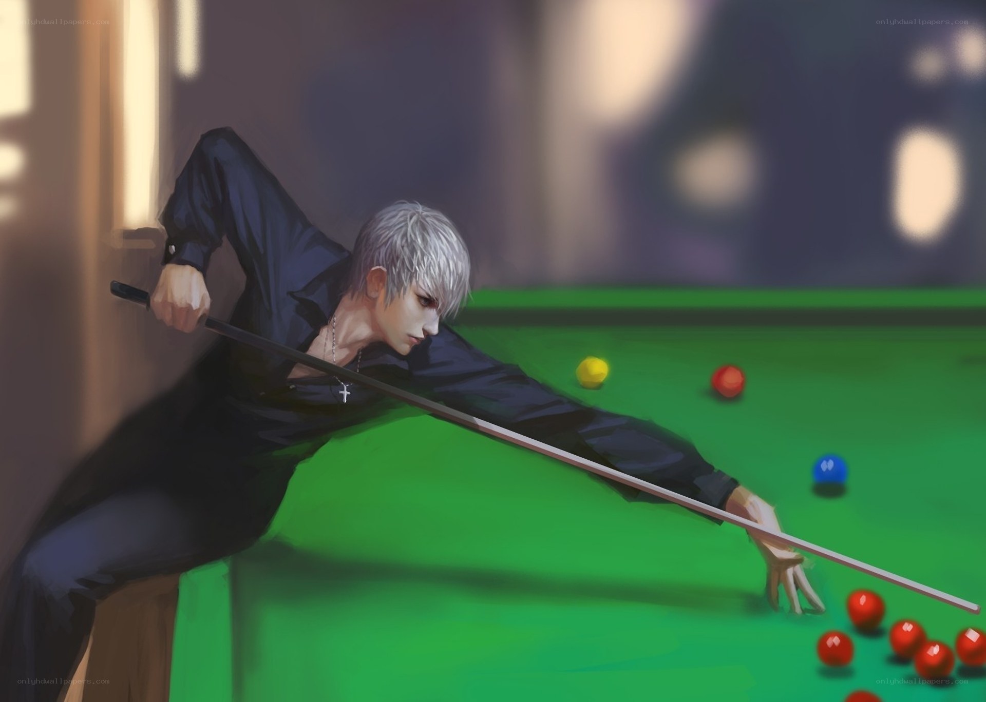 anime man playing pool