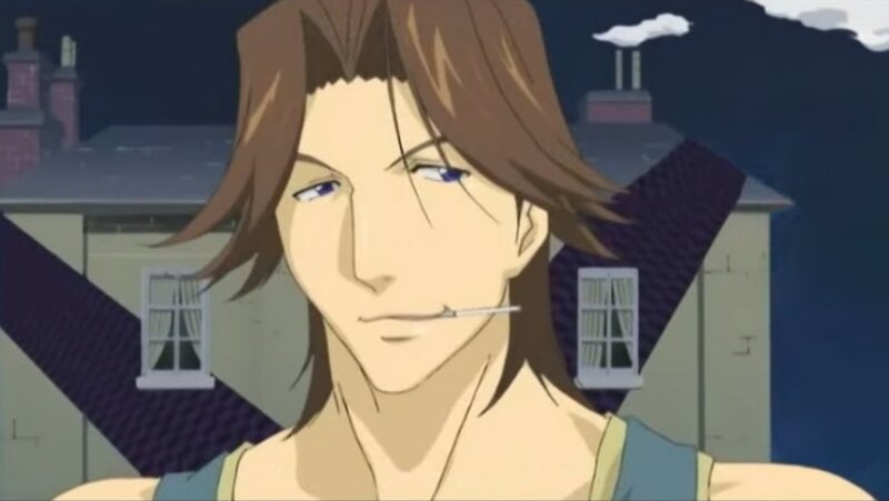 Anime Man with Cigarette — Brown
