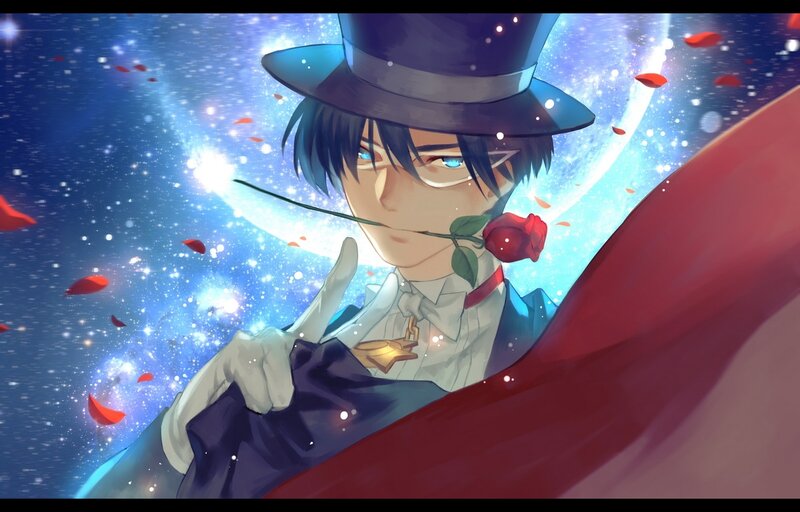 Anime Man with Rose — Blue