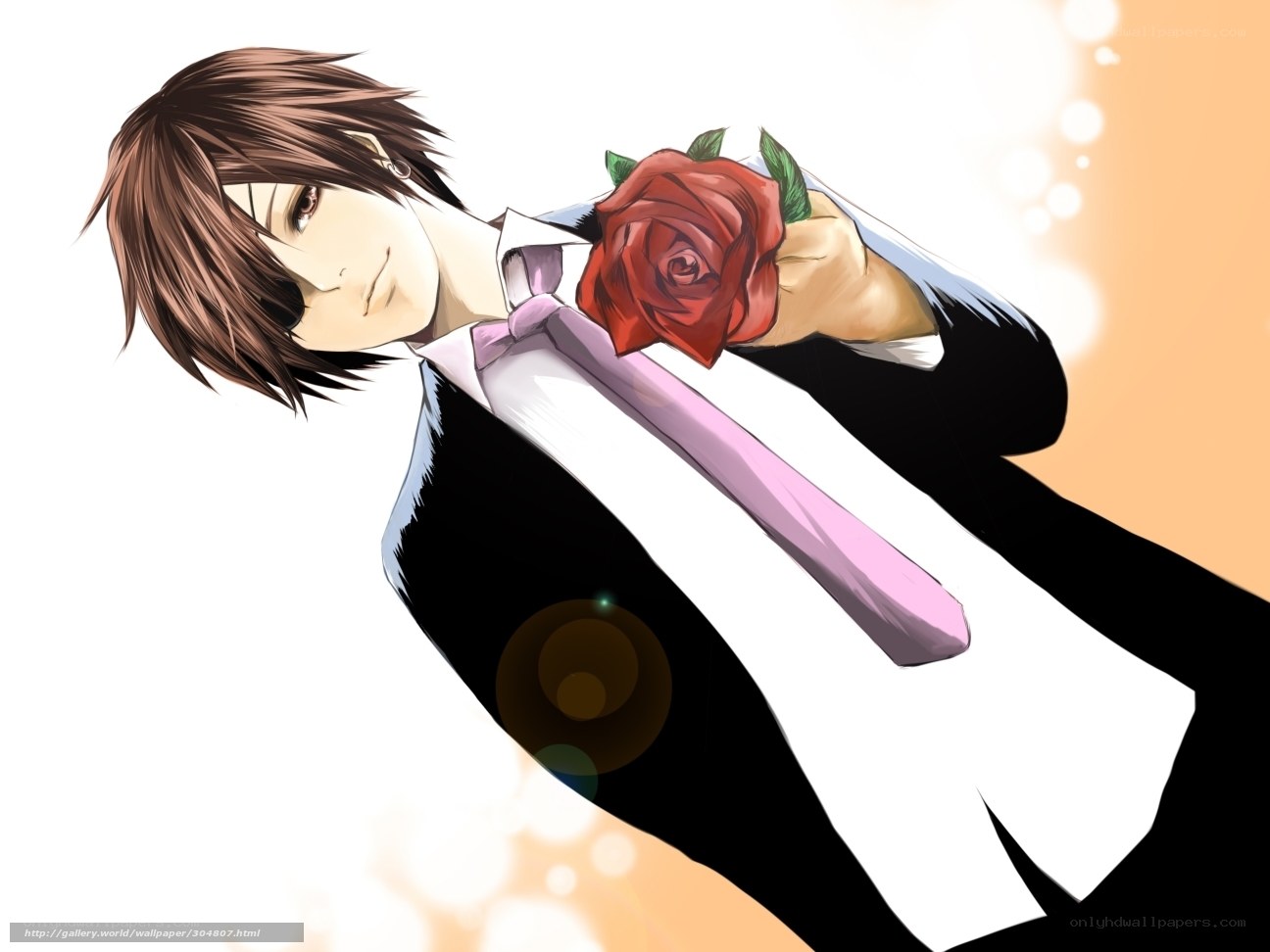anime man with rose