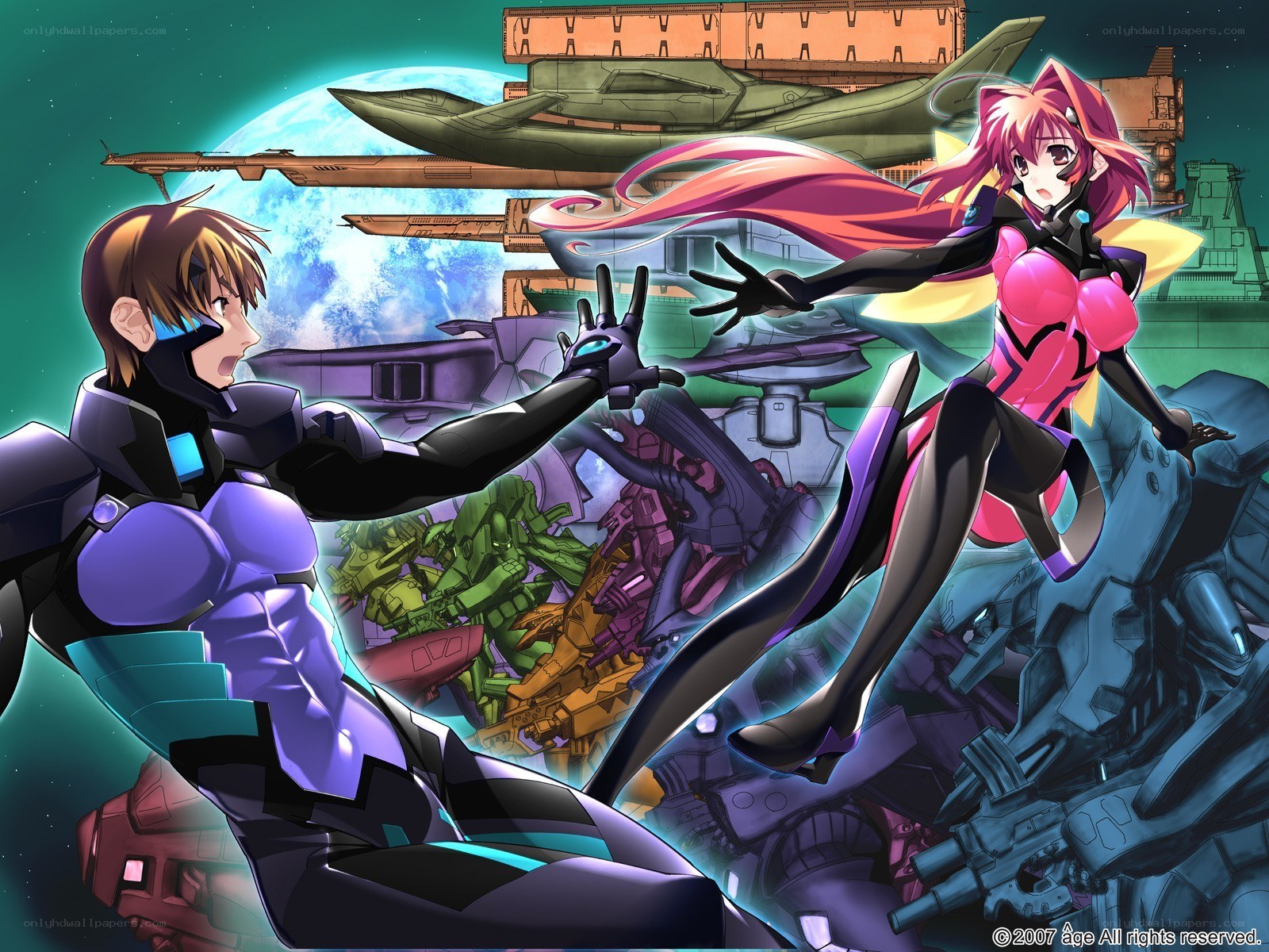 Anime mecha battle scene