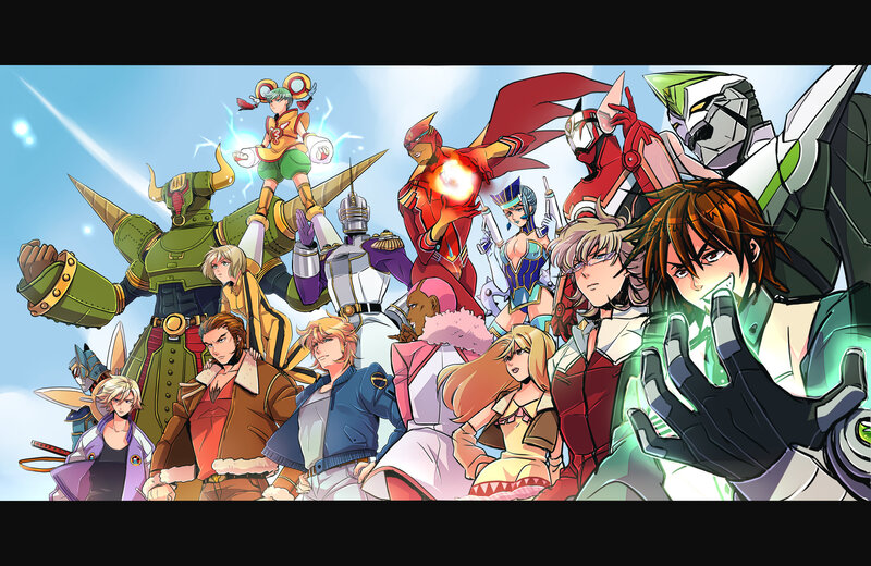 Anime mecha characters group