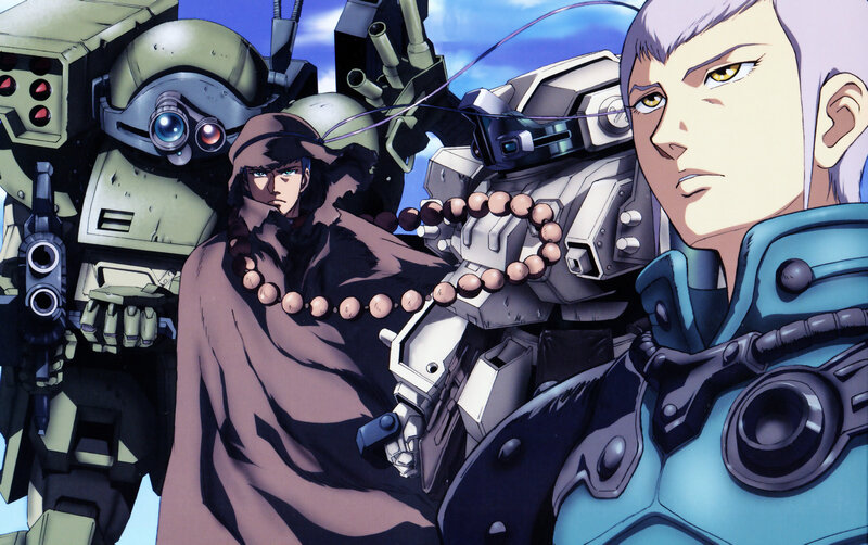 Anime mecha characters in action