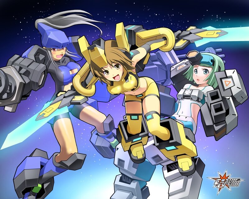 Anime mecha girls in space