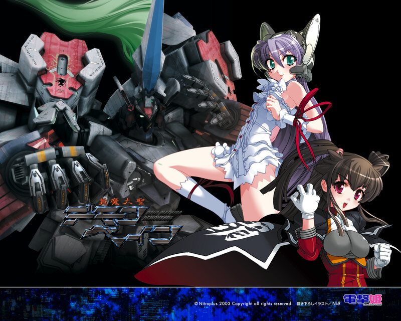 Anime mecha girls with robot