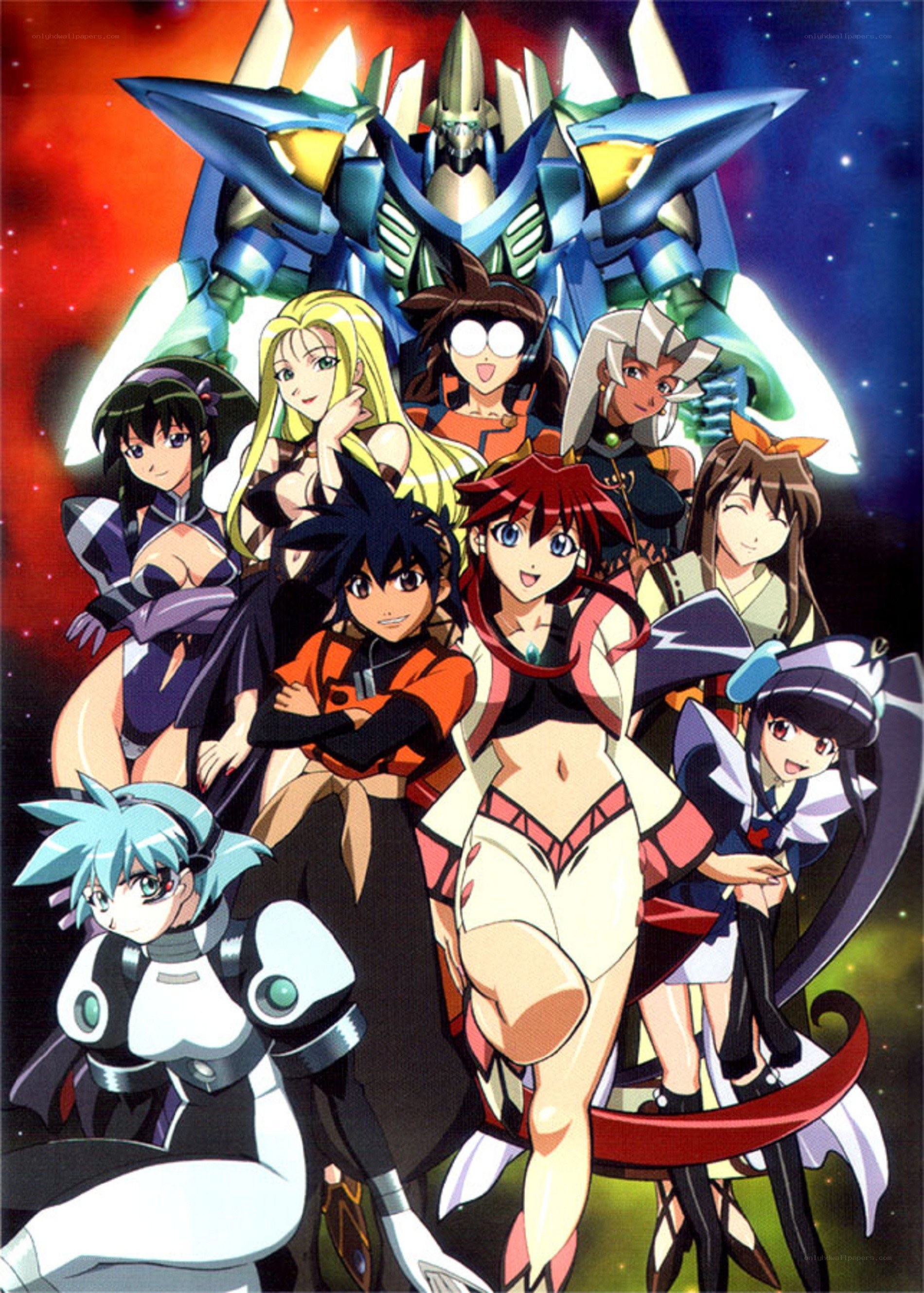 Anime mecha group portrait