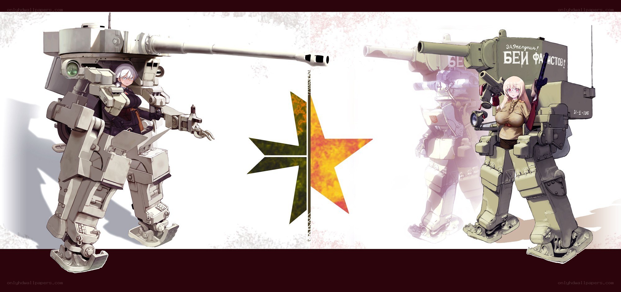 Anime mechs in combat