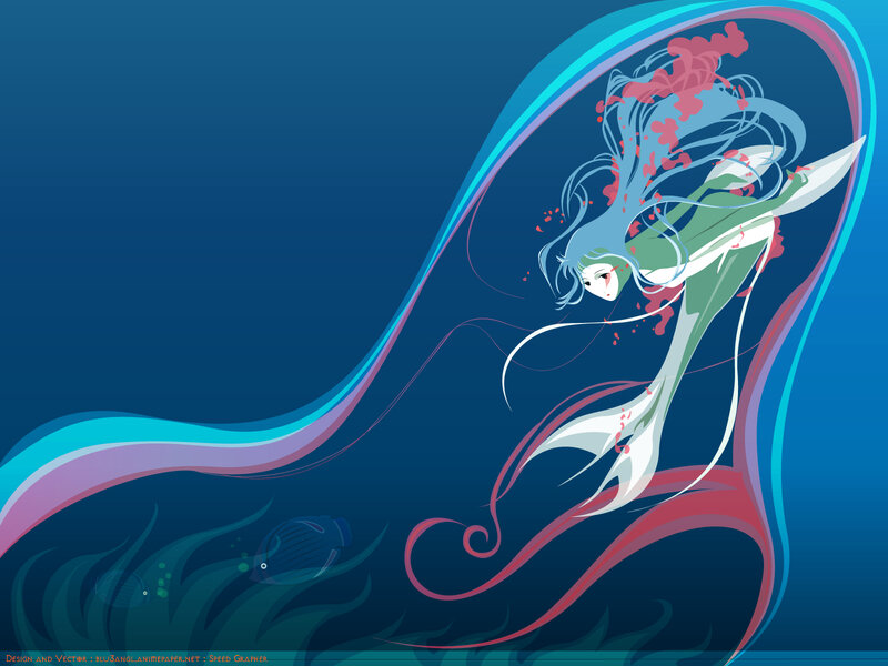 Anime mermaid in ocean