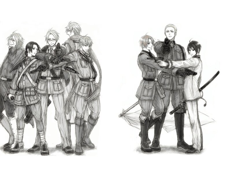 anime military group sketch