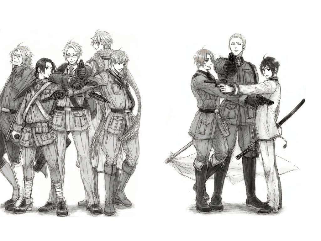 anime military group sketch