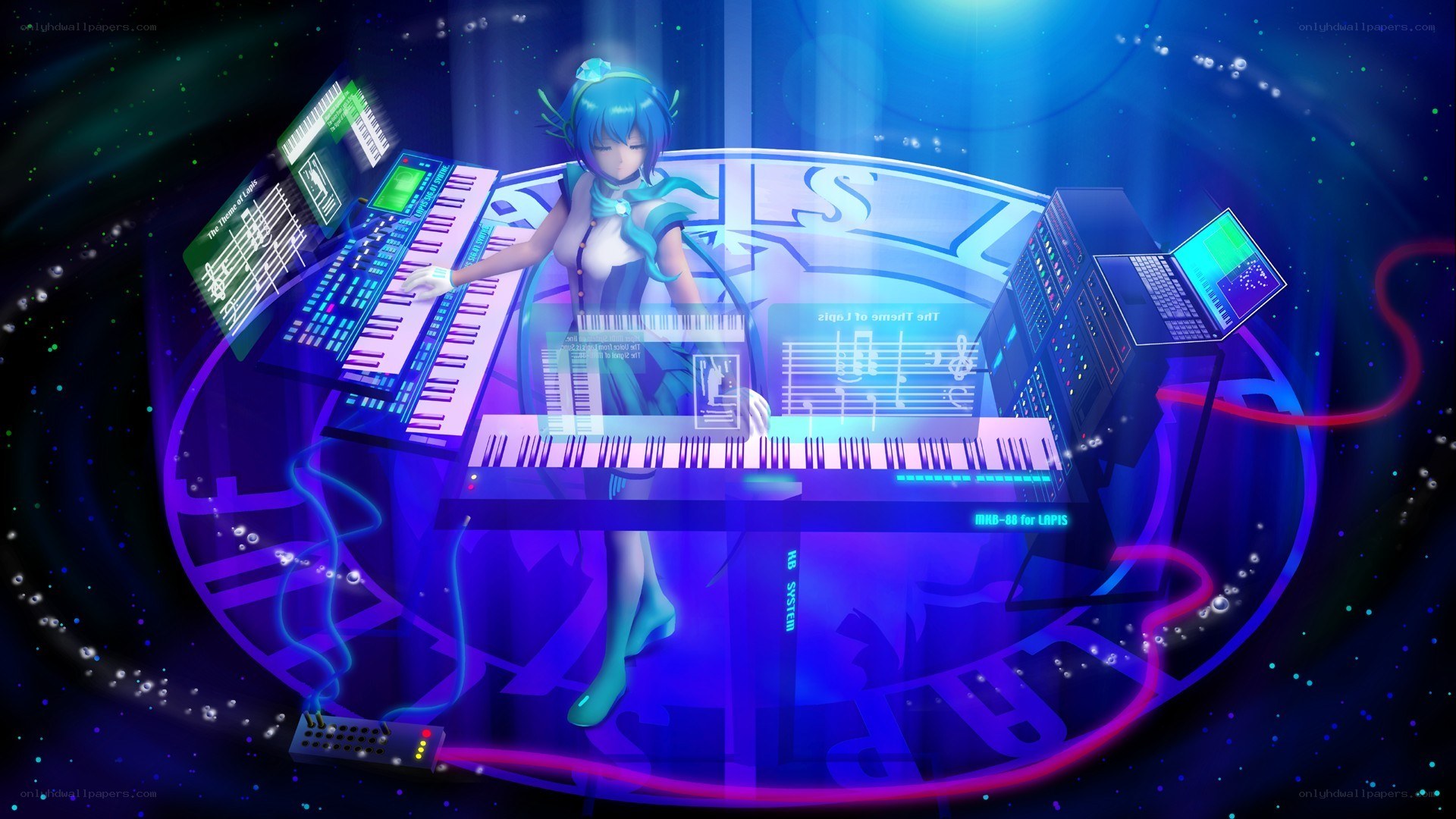 anime musician at keyboard