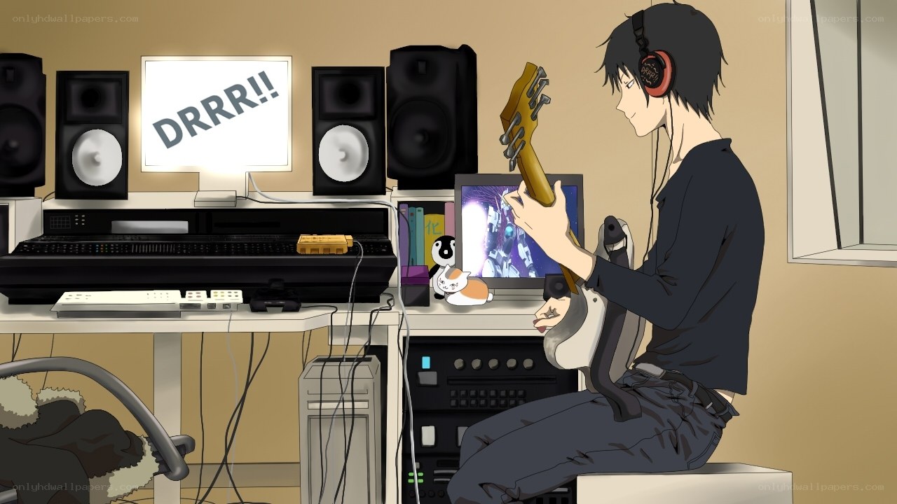 Anime musician in studio