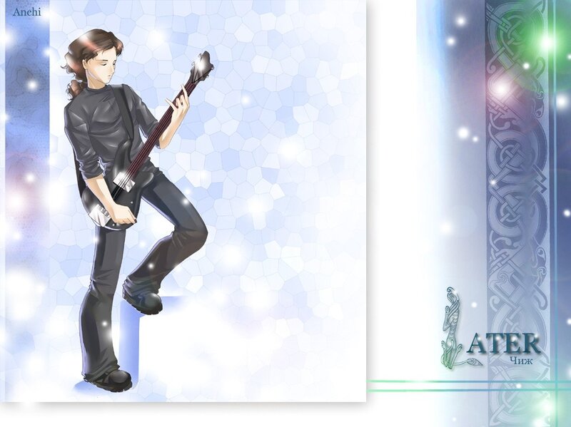 anime musician playing bass guitar