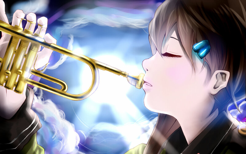 anime musician playing trumpet