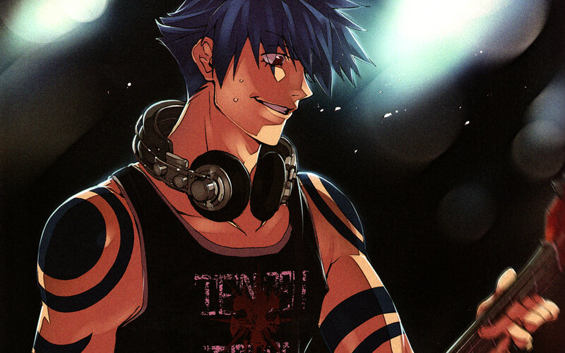anime musician with headphones