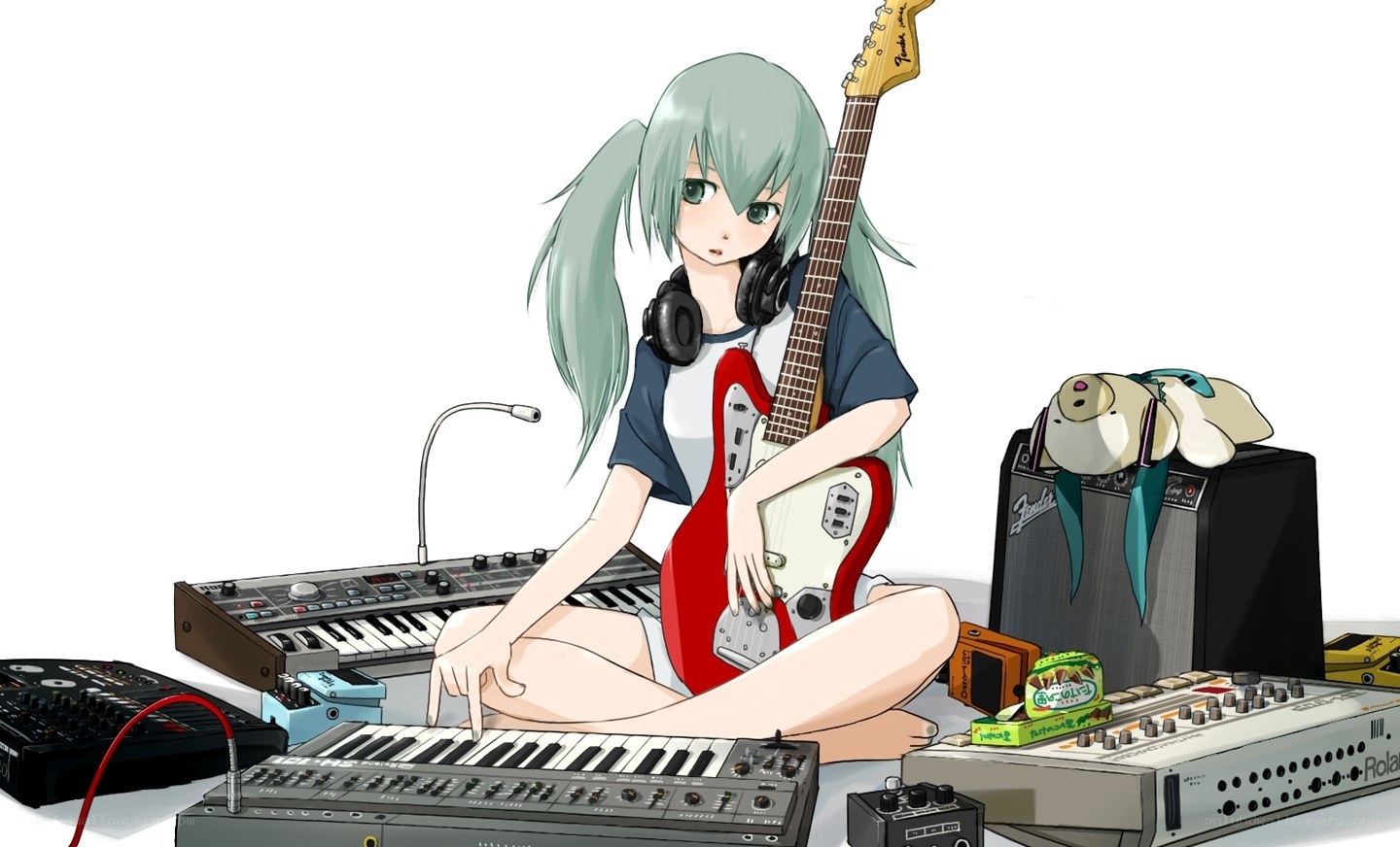 anime musician with instruments