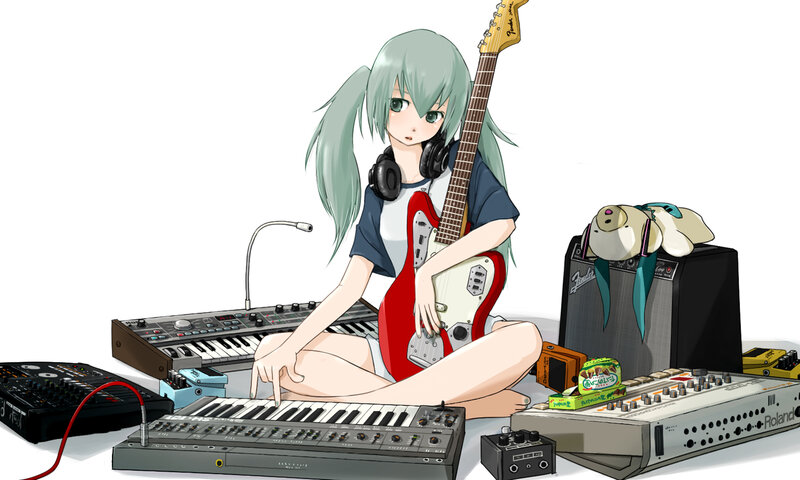 anime musician with instruments