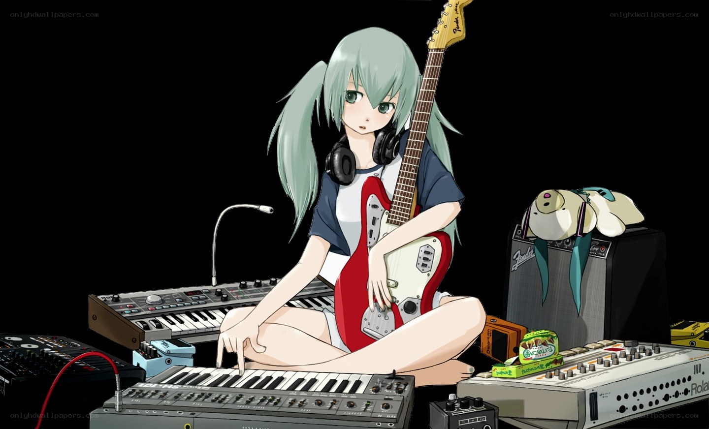 anime musician with instruments