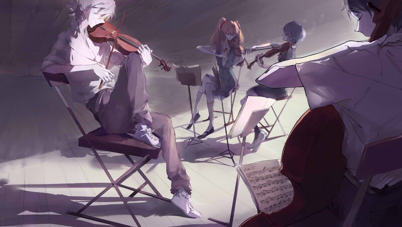 Anime Musicians Playing