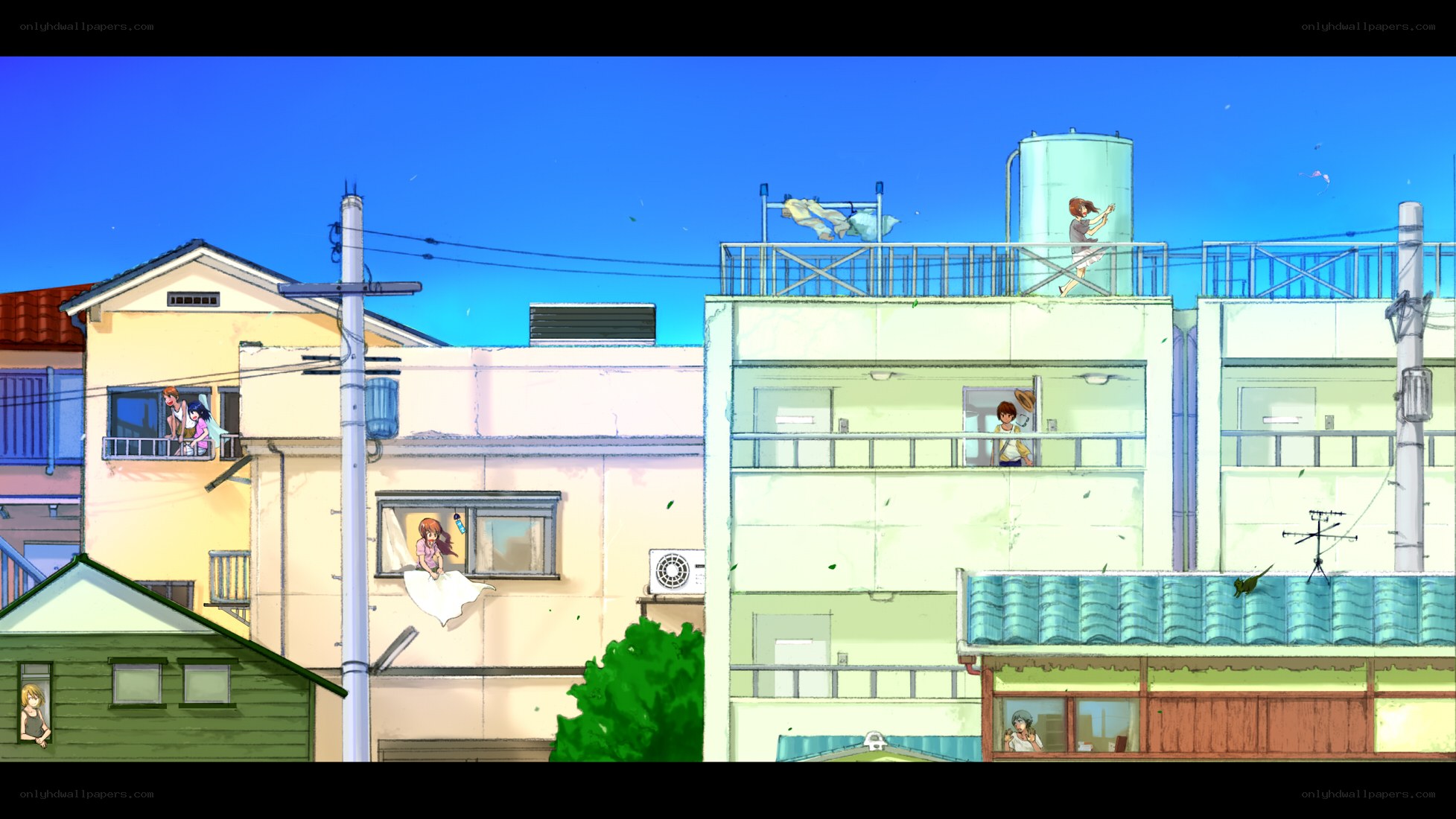 Anime neighborhood scene