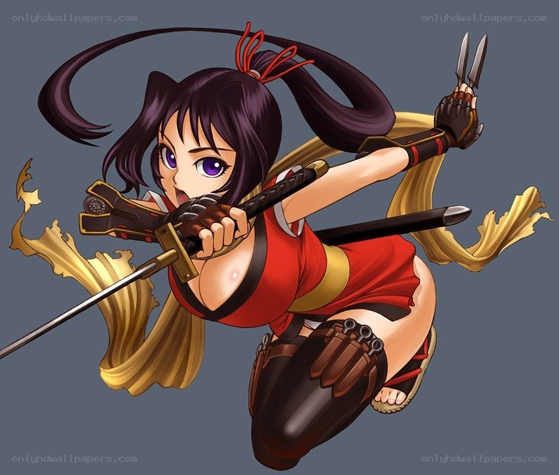 anime ninja girl in action