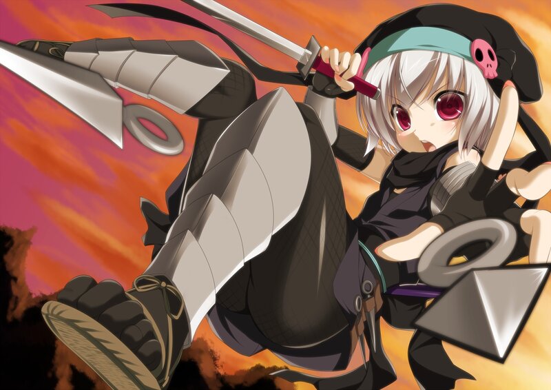 anime ninja girl with swords