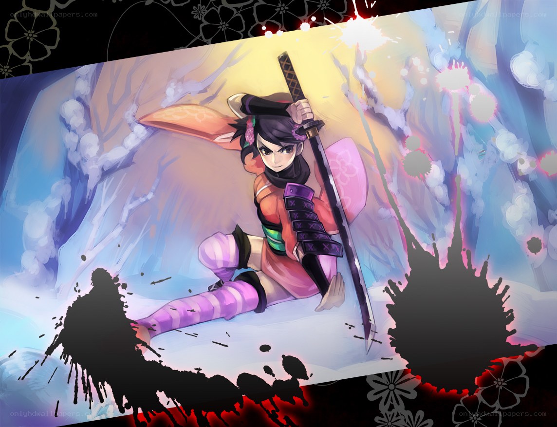 anime ninja warrior in snow