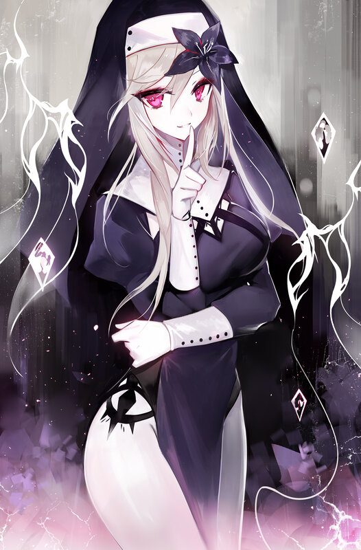 Anime Nun Character — Black, Dramatic