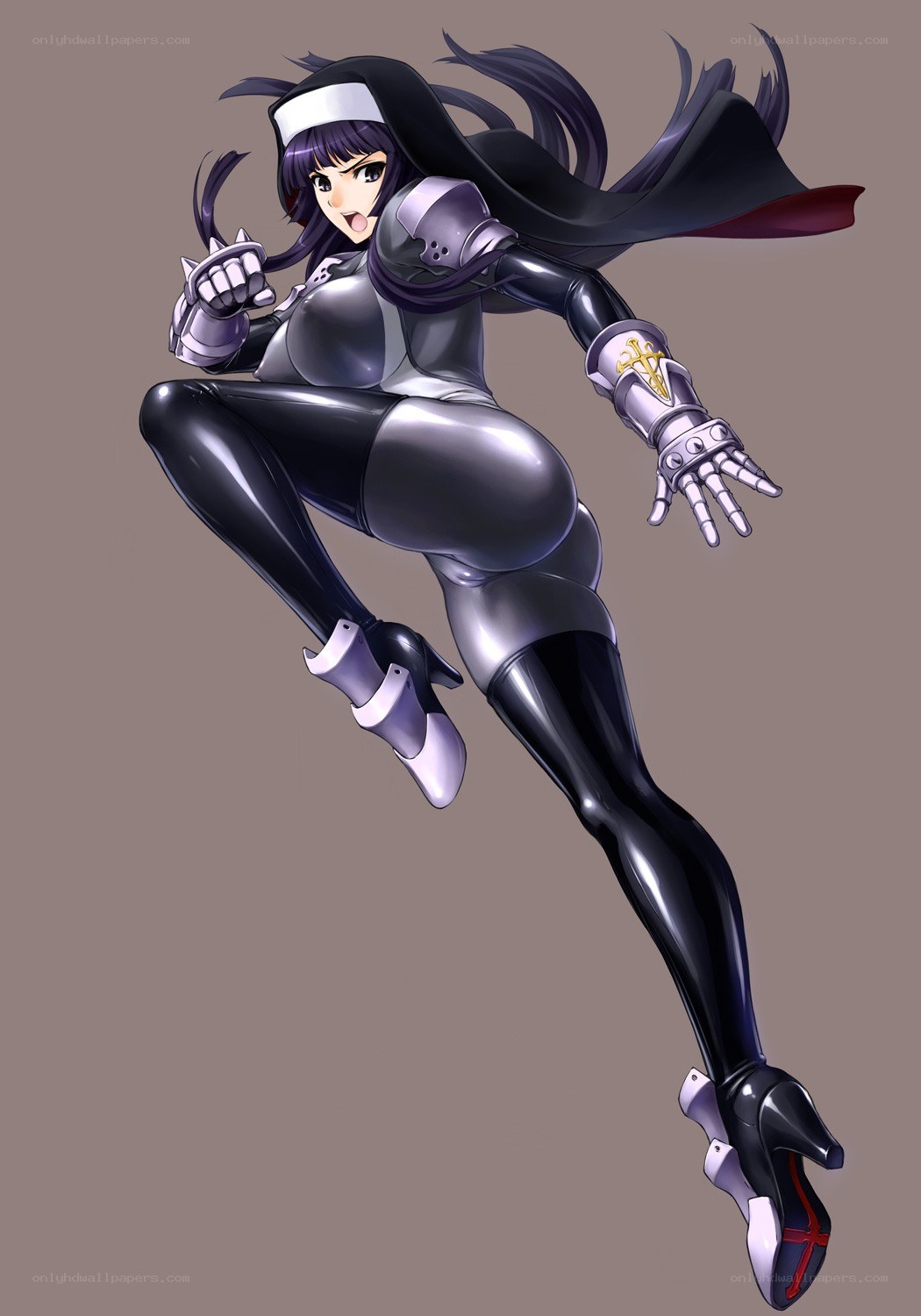 anime nun character in action