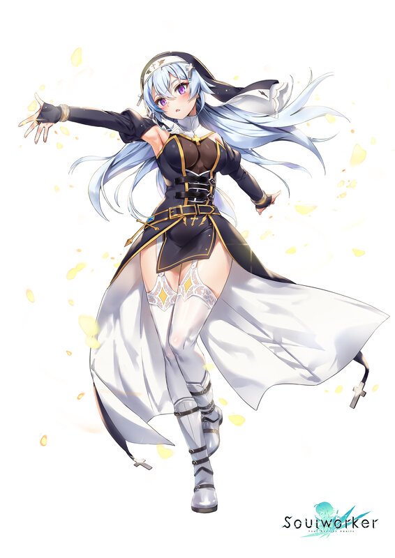 Anime Nun Character — White, Dynamic
