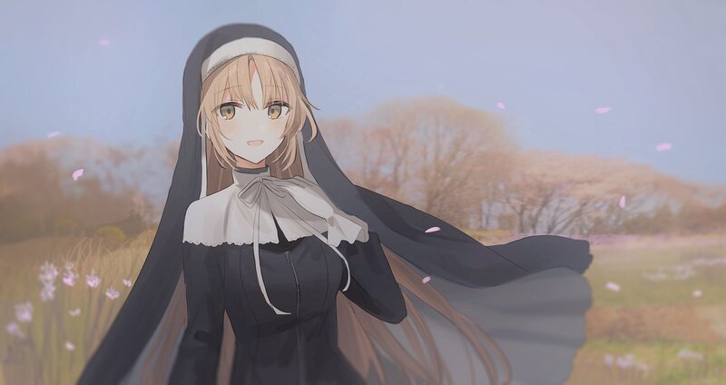 Anime Nun in Field