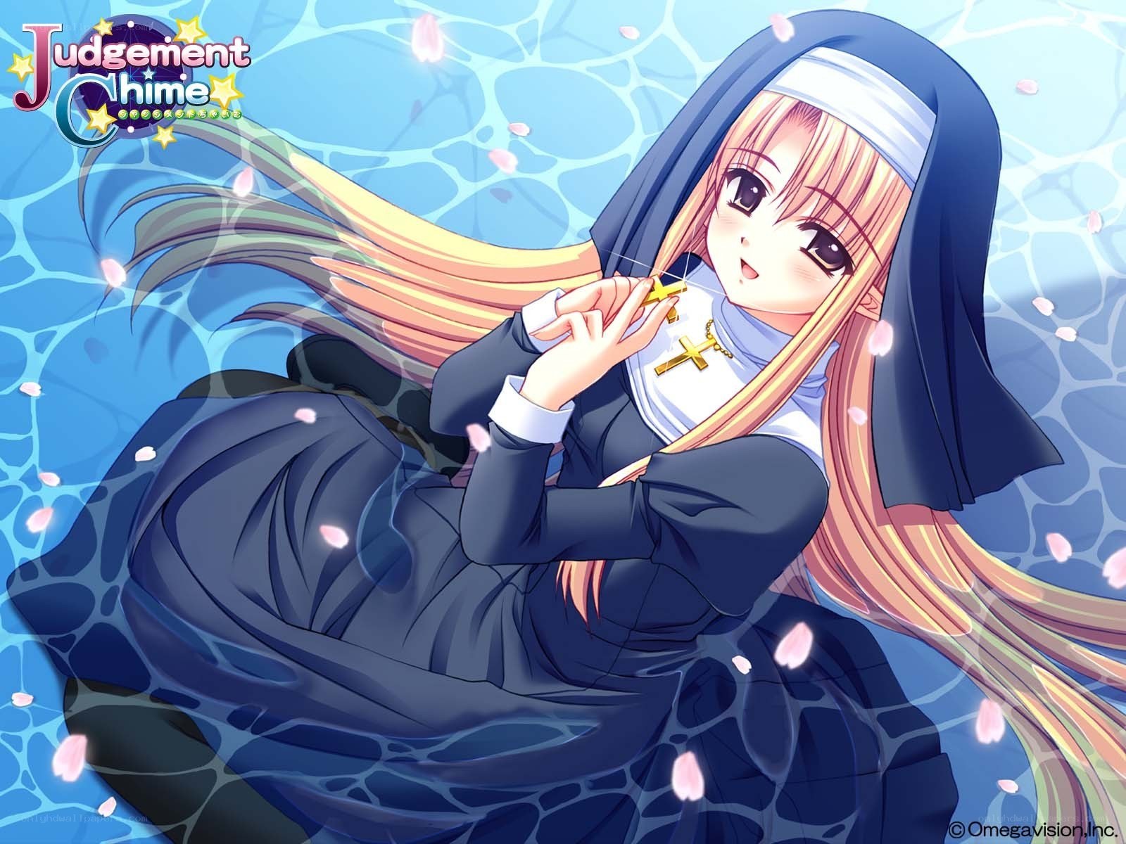 Anime nun in water