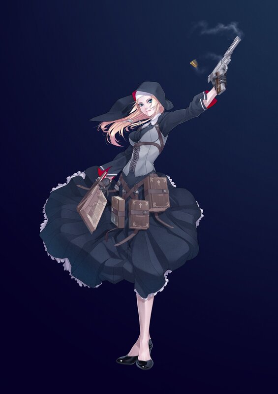 anime nun with gun