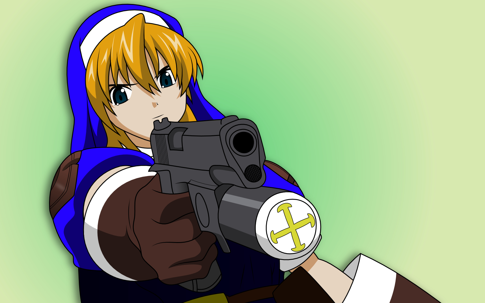 anime nun with gun