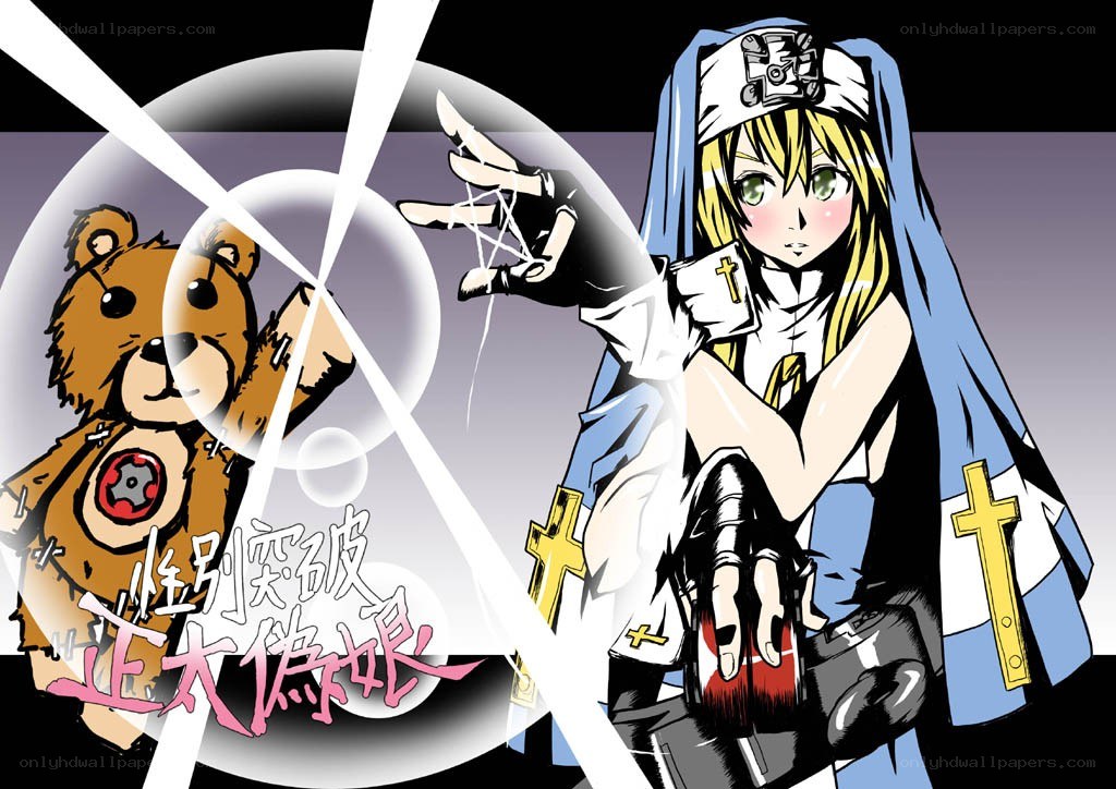 Anime nun with teddy bear