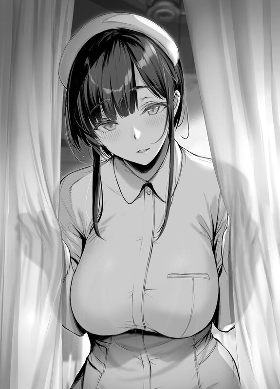 Anime Nurse Character — Black, Dramatic, Manga
