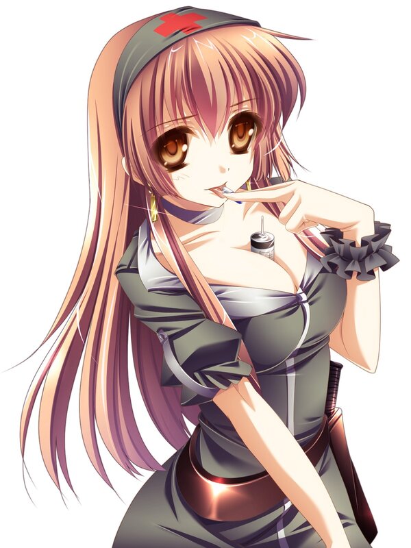 Anime Nurse Character — Brown, Playful