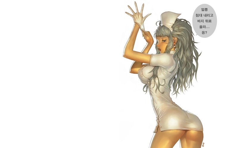 Anime Nurse Character — White, Playful, Digital Art, Nurse Uniform, Gloves