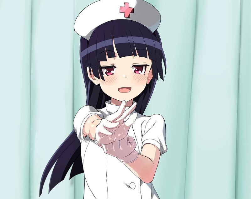 Anime Nurse Girl — White, Playful