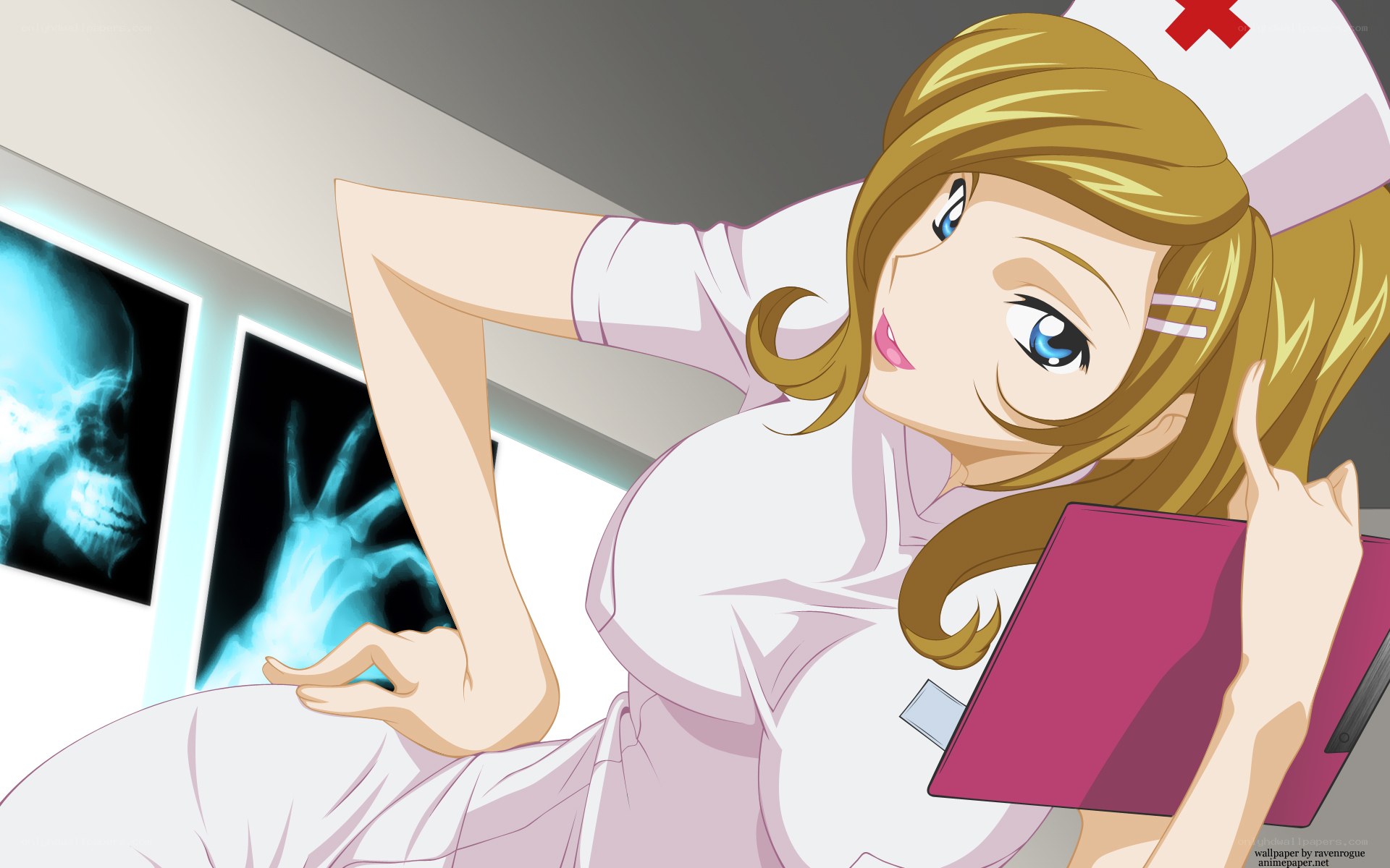 anime nurse with clipboard