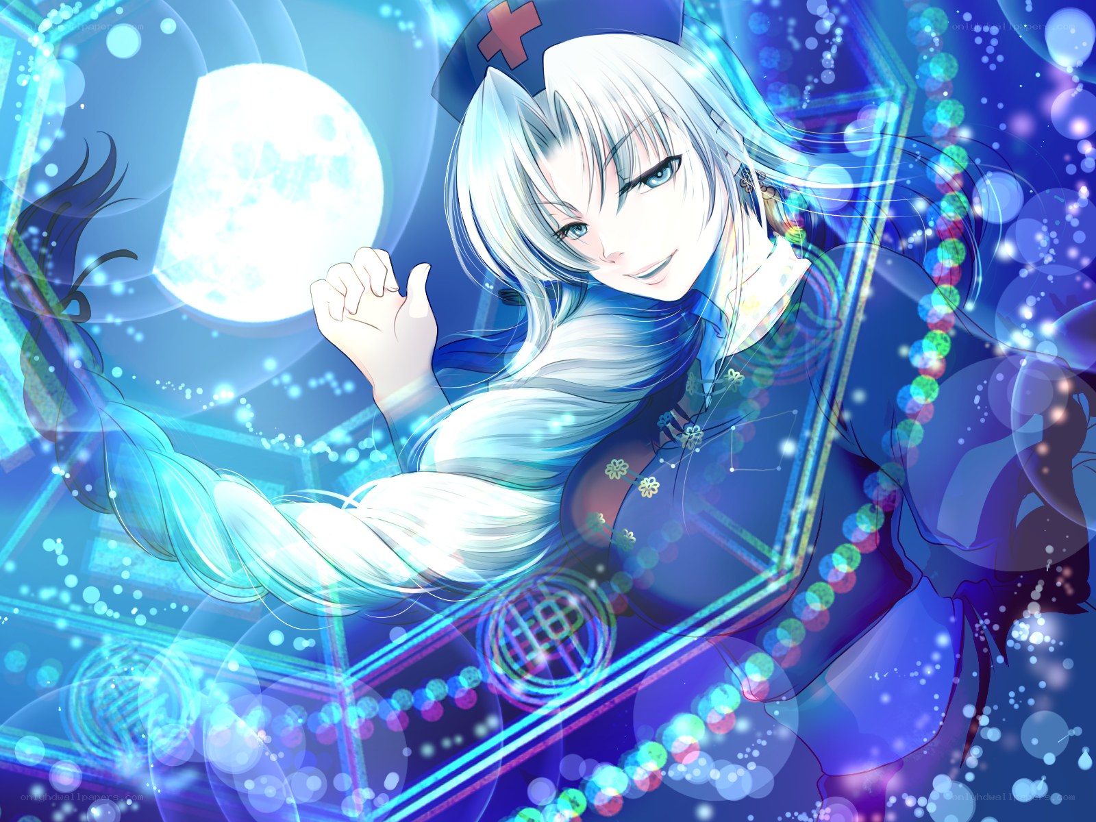anime nurse with glowing blue effects