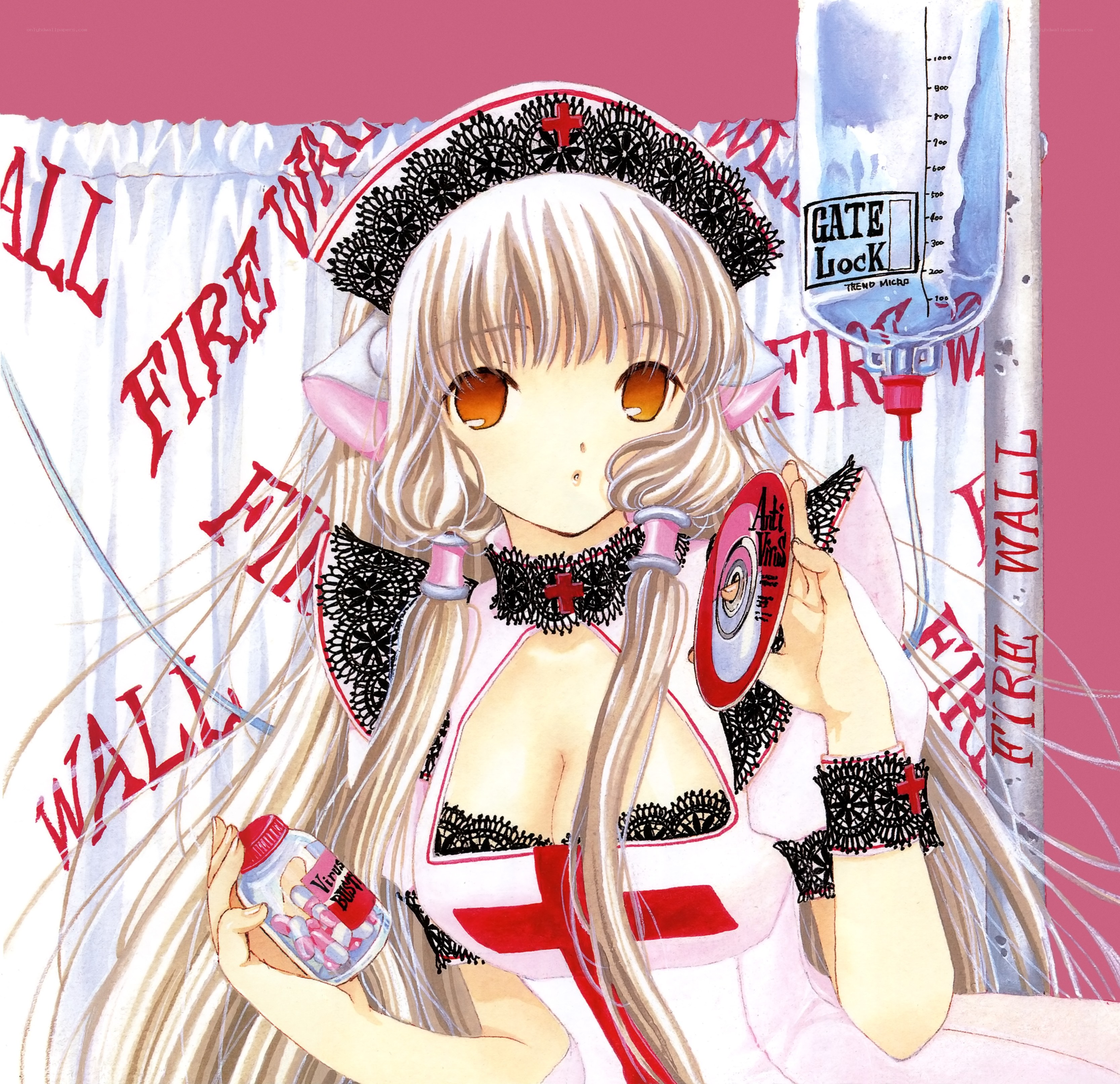 anime nurse with medical items