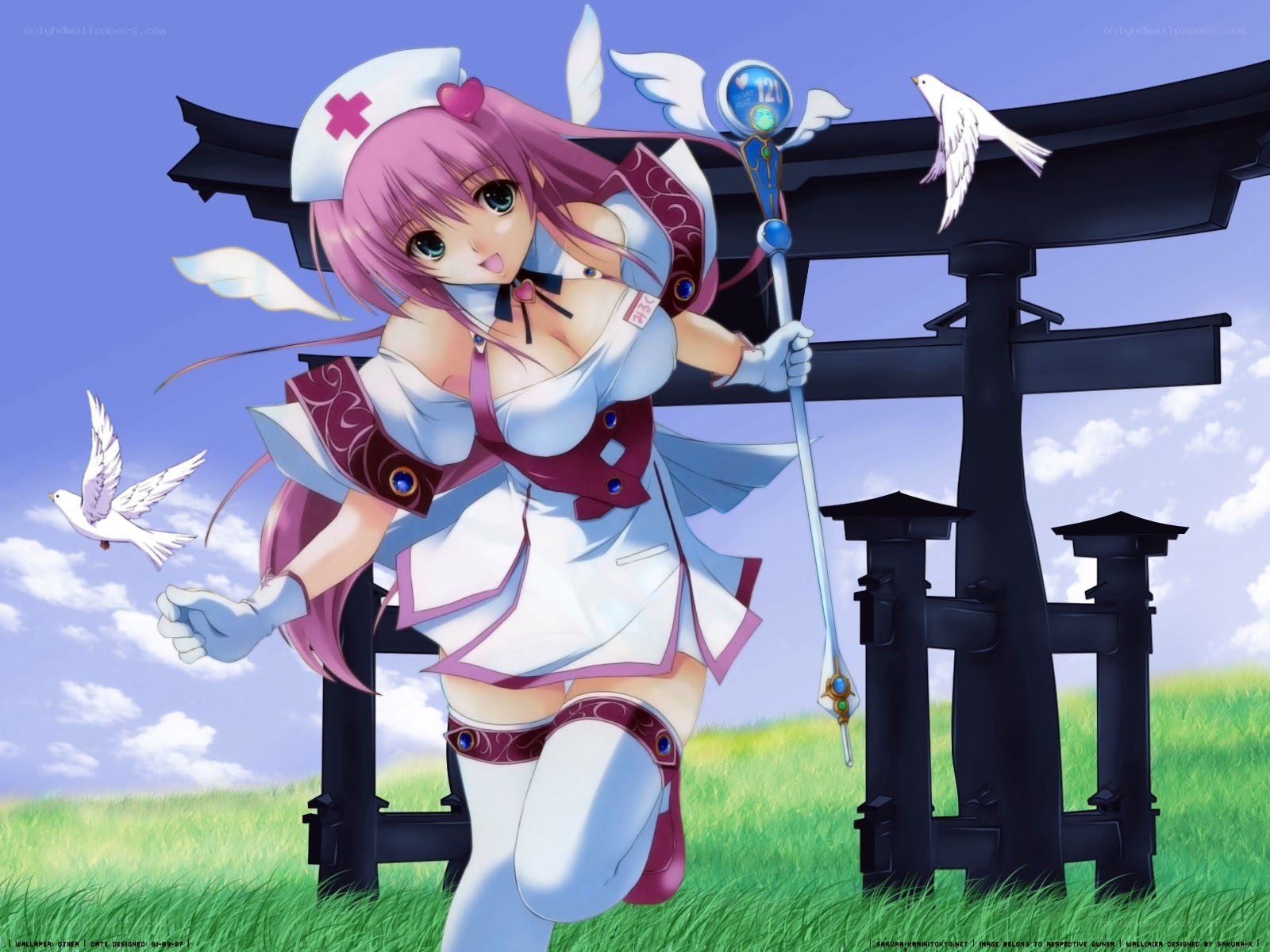 Anime nurse with staff