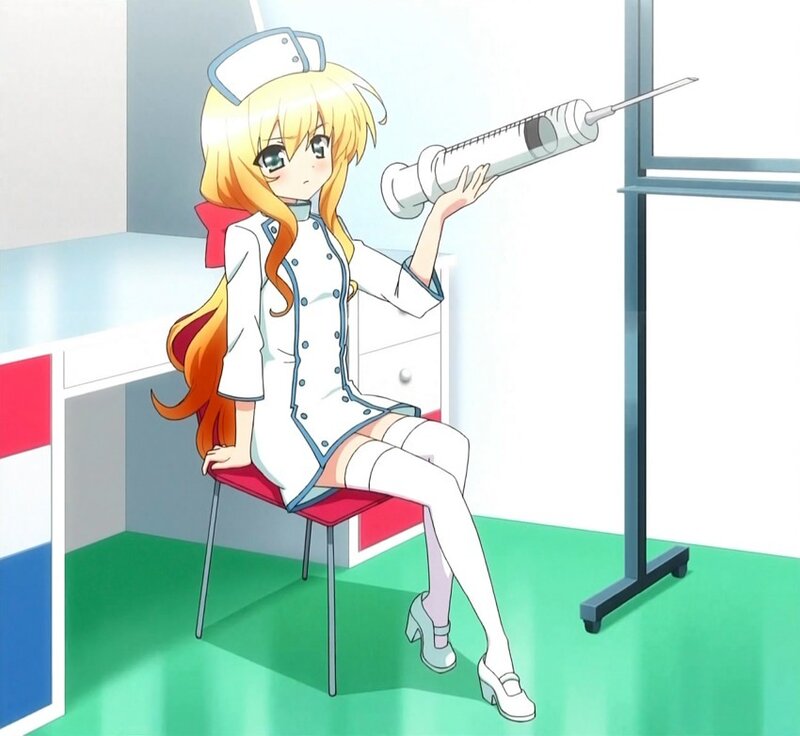 Anime Nurse with Syringe — White